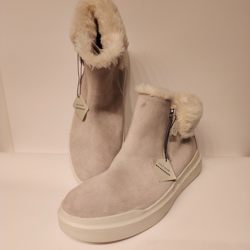 Cole Haan Grandpro Rally Round Toe Zippered Snow Suede Booties Women's Grey 10 - Picture 4 of 14
